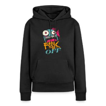 Wilder Fisch schreit in grellen Farben zum Abflug - Frauen Premium Bio Hoodie - Schwarz - Vorne - Julia (174cm)
