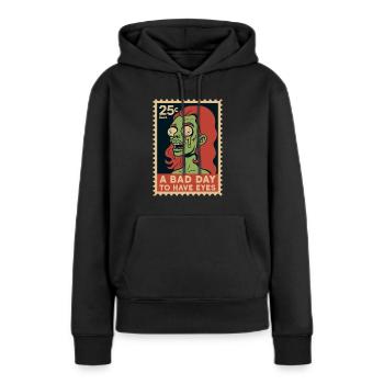 Zombie aux yeux écarquillés et disant - Sweat à capuche Premium bio Femme - noir - Devant - Julia (174cm)