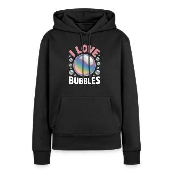 J’aime les bulles de savon Bulles pour enfants - Sweat à capuche Premium bio Femme - noir - Devant - Julia (174cm)