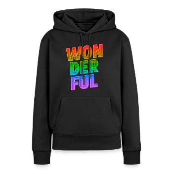Wonderful | Strahle mit positiver LGBTQ Energie - Frauen Premium Bio Hoodie - Schwarz - Vorne - Julia (174cm)