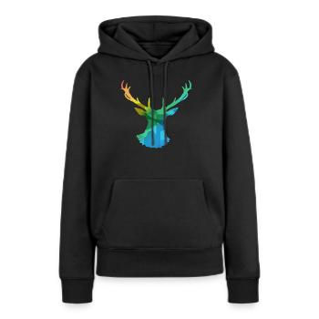 Hirsch - Frauen Premium Bio Hoodie - Schwarz - Vorne - Julia (174cm)