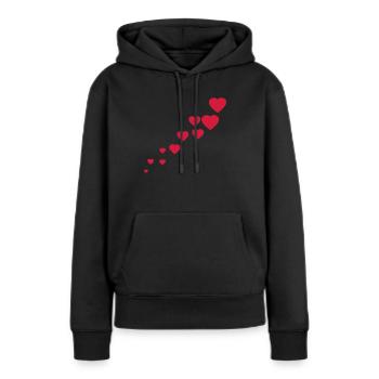 roten herzen - Frauen Premium Bio Hoodie - Schwarz - Vorne - Julia (174cm)