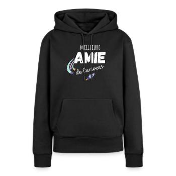 meilleure amie de l'univers cadeau amie - Sweat à capuche Premium bio Femme - noir - Devant - Julia (174cm)