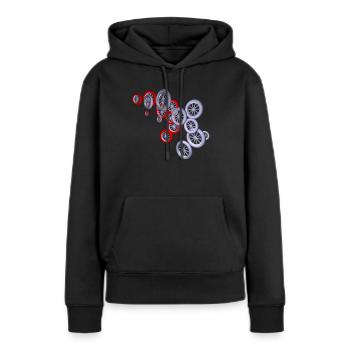 Roues - Sweat à capuche Premium bio Femme - noir - Devant - Julia (174cm)
