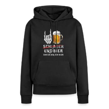 Schlager und Bier - Dafür bin ich hier - Metal - Frauen Premium Bio Hoodie - Schwarz - Vorne - Julia (174cm)