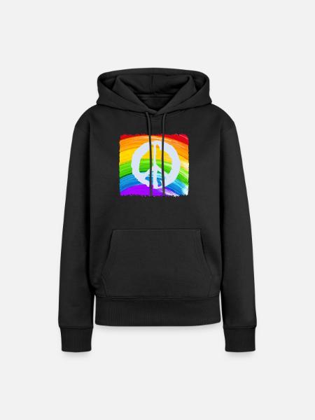 REGENBOGEN-FRIEDEN - Frauen Premium Bio Hoodie - Schwarz