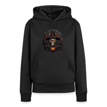 Totenschädel Hexe gruseliger Sticker Spuk Party - Frauen Premium Bio Hoodie - Schwarz - Vorne - Julia (174cm)