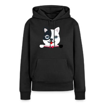 Chat élégant et festif avec un papillon festif rouge - Sweat à capuche Premium bio Femme - noir - Devant - Julia (174cm)