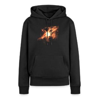 Explosion - Frauen Premium Bio Hoodie - Schwarz - Vorne - Julia (174cm)