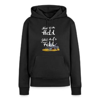 Held Feld Landwirt - Frauen Premium Bio Hoodie - Schwarz - Vorne - Julia (174cm)