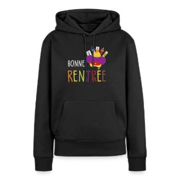 bonne rentrée / humour rentrée des classes - Sweat à capuche Premium bio Femme - noir - Devant - Julia (174cm)