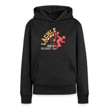 Lächle jeden Kilometer Joggen Laufen - Frauen Premium Bio Hoodie - Schwarz - Vorne - Julia (174cm)