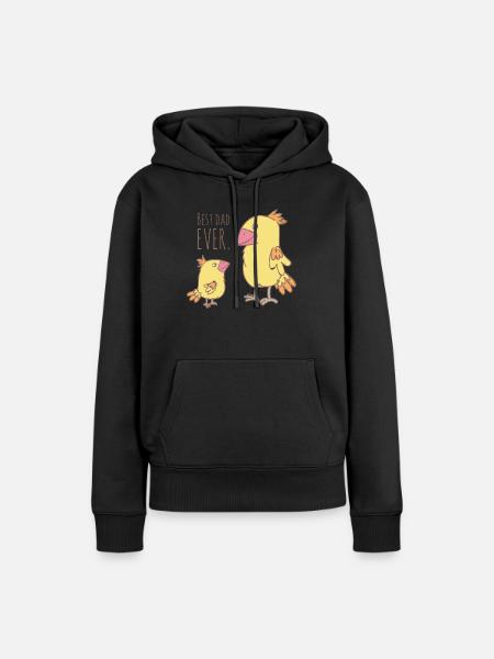 Vogel Papa - Frauen Premium Bio Hoodie - Schwarz