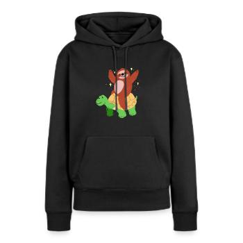 Tortue drôle et paresseux - paresseusement lentement - Sweat à capuche Premium bio Femme - noir - Devant - Julia (174cm)