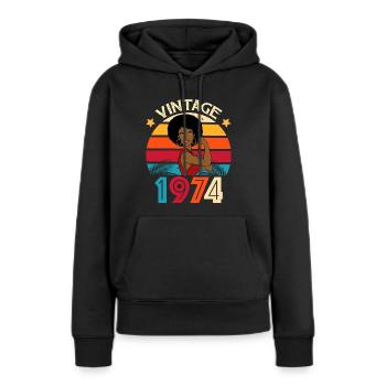 Vintage 1974 Geburtstag Starke Frau - Frauen Premium Bio Hoodie - Schwarz - Vorne - Julia (174cm)