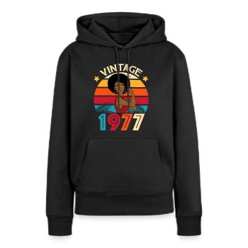 Vintage 1977 Birthday Strong Woman - Women’s Premium Organic Hoodie - black - Front - Julia (174cm)