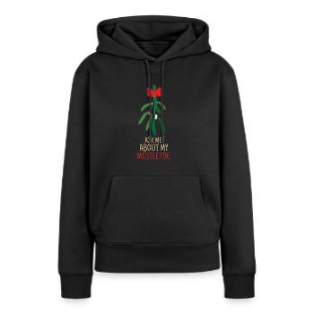 Posez-moi des questions sur le gui symbole de l’amour pour Noël - Sweat à capuche Premium bio Femme - noir - Devant - Julia (174cm)