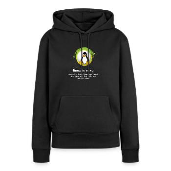 Computer System Penguin Nerd pc inside code admin - Sweat à capuche Premium bio Femme - noir - Devant - Julia (174cm)