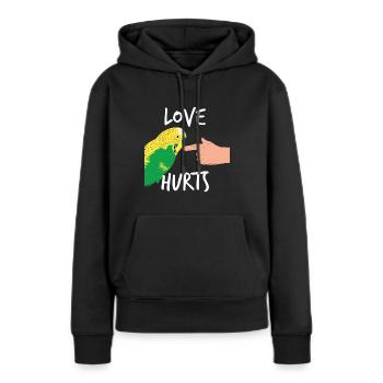 Budgie T-Shirt Perroquet cadeau drôle - Sweat à capuche Premium bio Femme - noir - Devant - Julia (174cm)