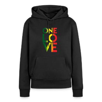 Eine Liebe - Frauen Premium Bio Hoodie - Schwarz - Vorne - Julia (174cm)