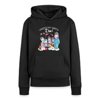 Cadeau d'anniversaire Licorne fête Père papa papa - Sweat à capuche Premium bio Femme - noir - Devant - Julia (174cm)