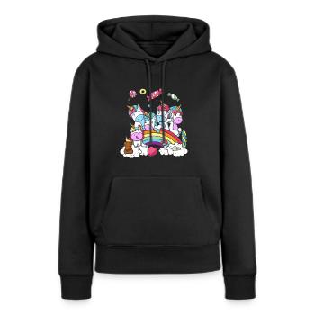 Cadeau d'anniversaire Licorne Fête Fille - Sweat à capuche Premium bio Femme - noir - Devant - Julia (174cm)