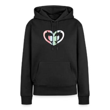 Herz Geschenk Delfin Liebe Tierliebe Ozean Urlaub - Frauen Premium Bio Hoodie - Schwarz - Vorne - Julia (174cm)