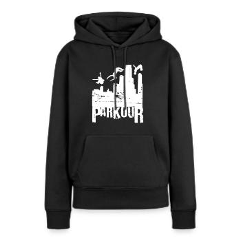 Cadeau Parkour Le Parcour Freerunning Backflip - Sweat à capuche Premium bio Femme - noir - Devant - Julia (174cm)