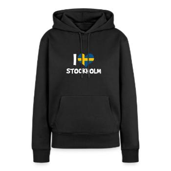 Stockholm - Sweat à capuche Premium bio Femme - noir - Devant - Julia (174cm)