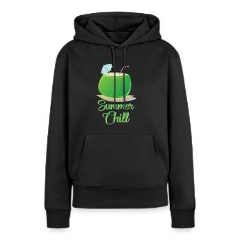 Été, cocktail et détente - Sweat à capuche Premium bio Femme - noir - Devant - Julia (174cm)