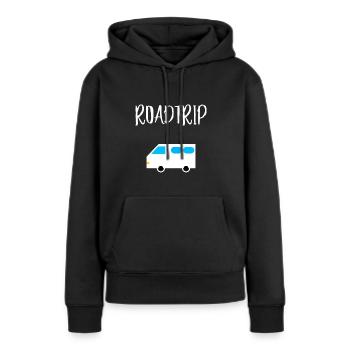 ROAD TRIP - Sweat à capuche Premium bio Femme - noir - Devant - Julia (174cm)