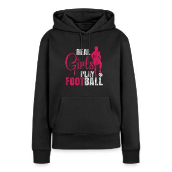 Vraies filles jouent au football féminin de football - Sweat à capuche Premium bio Femme - noir - Devant - Julia (174cm)