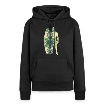 Polygon Surfer grün - Frauen Premium Bio Hoodie - Schwarz - Vorne - Julia (174cm)