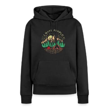 Je déteste les gens - Je déteste les gens - Sweat à capuche Premium bio Femme - noir - Devant - Julia (174cm)