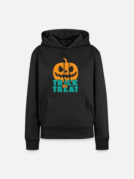 Cukierek albo psikus podarunek na Halloween - Dame Premium hoodie, økologisk bomuld - sort