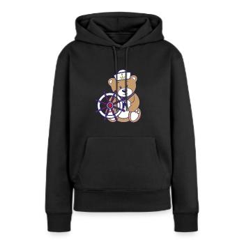 Teddybär als Seemann - Frauen Premium Bio Hoodie - Schwarz - Vorne - Julia (174cm)