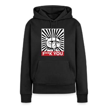 F**K YOU CAT - Frauen Premium Bio Hoodie - Schwarz - Vorne - Julia (174cm)