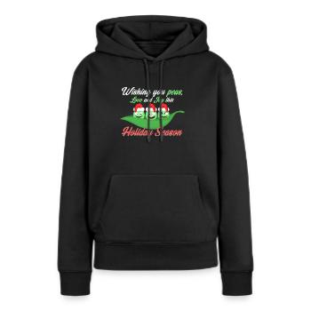 Pois de Noël - Sweat à capuche Premium bio Femme - noir - Devant - Julia (174cm)