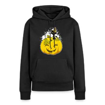 Citrouille d'halloween citrouille d'halloween citrouille d'halloween - Sweat à capuche Premium bio Femme - noir - Devant - Julia (174cm)