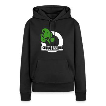 Ich mag pflanzen die halten ihre fresse - Frauen Premium Bio Hoodie - Schwarz - Vorne - Julia (174cm)