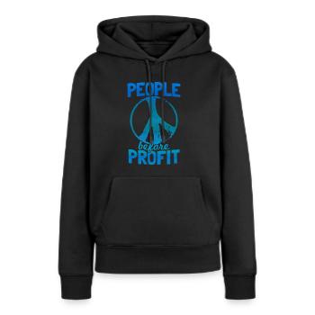 Les droits de l'homme avant la paix - Sweat à capuche Premium bio Femme - noir - Devant - Julia (174cm)