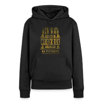 vélo - Sweat à capuche Premium bio Femme - noir - Devant - Julia (174cm)