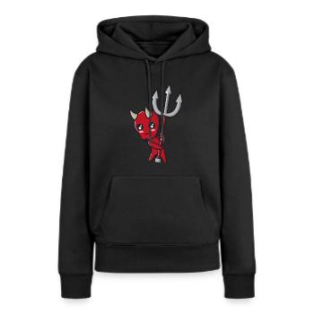 Diable avec trident - Sweat à capuche Premium bio Femme - noir - Devant - Julia (174cm)