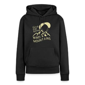 Parapente I Parapente vent et montagne - Sweat à capuche Premium bio Femme - noir - Devant - Julia (174cm)