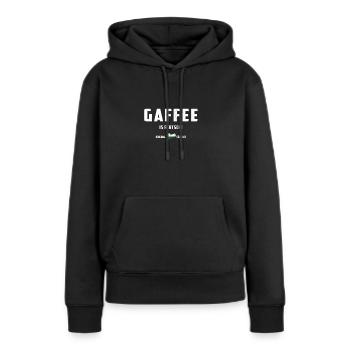 Le café est prêt - langue saxonne - saxon - Sweat à capuche Premium bio Femme - noir - Devant - Julia (174cm)