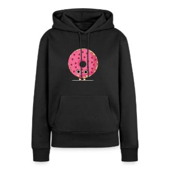 donut bagel kuchen backen bäcker backwaren Herz - Frauen Premium Bio Hoodie - Schwarz - Vorne - Julia (174cm)
