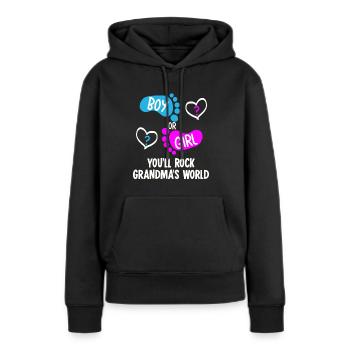 Bébé fête fille ou garçon grand-mère grand-mère - Sweat à capuche Premium bio Femme - noir - Devant - Julia (174cm)