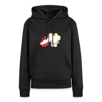 Lèvres fumée fumée - Sweat à capuche Premium bio Femme - noir - Devant - Julia (174cm)