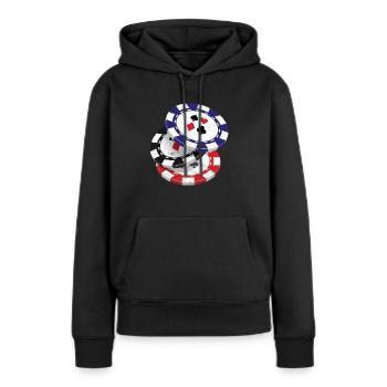 Poker Texas Holdem Pokerface Casino Tout à Vegas - Sweat à capuche Premium bio Femme - noir - Devant - Julia (174cm)