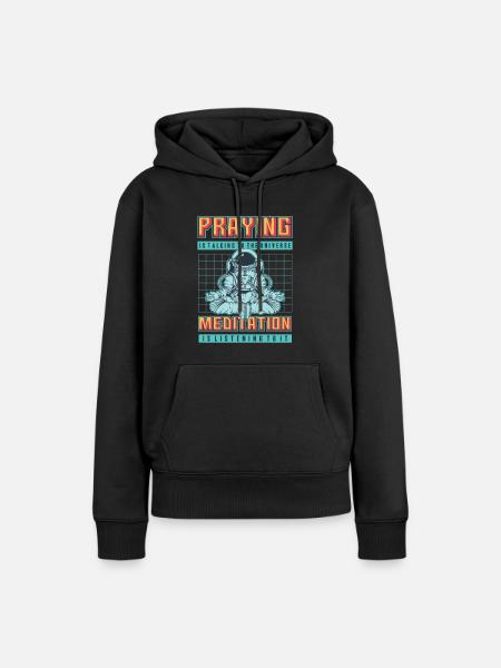 Cosmos - Praying - Meditation - Frauen Premium Bio Hoodie - Schwarz